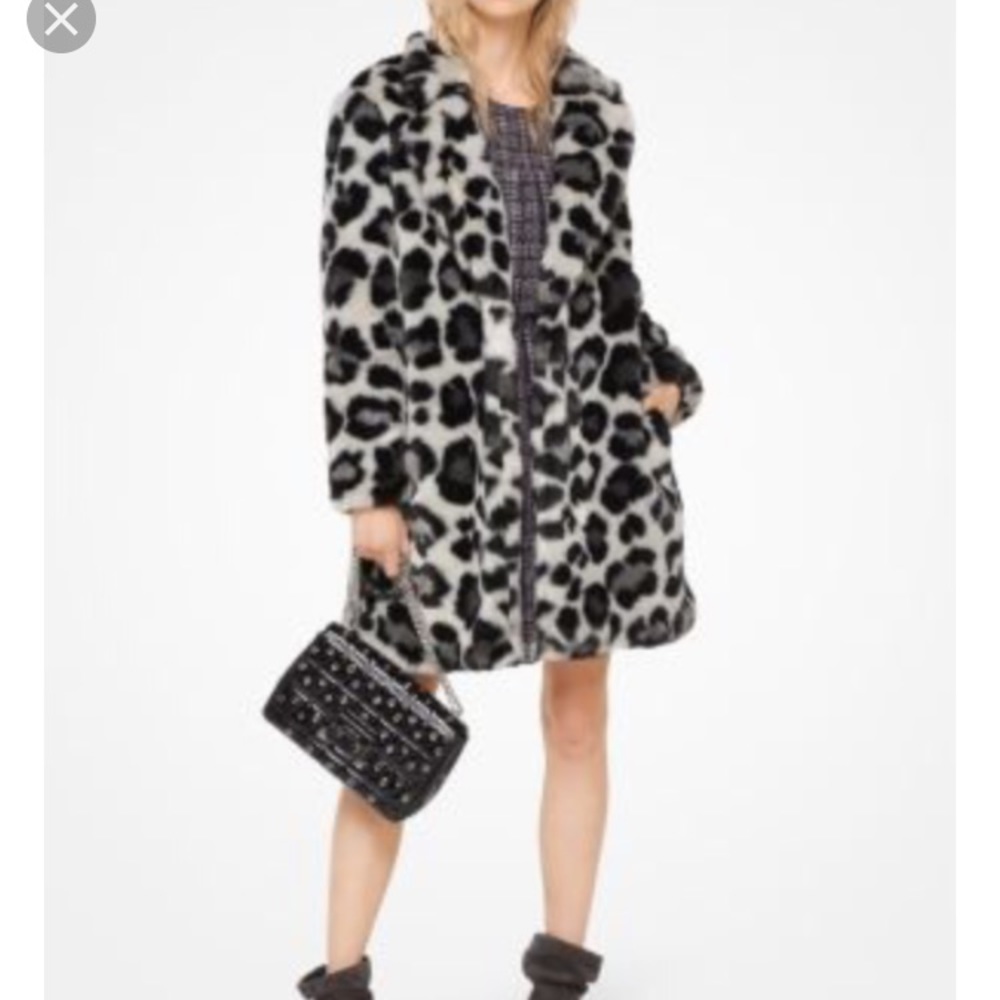 Michael Kors Animal Print Faux Fur Coat